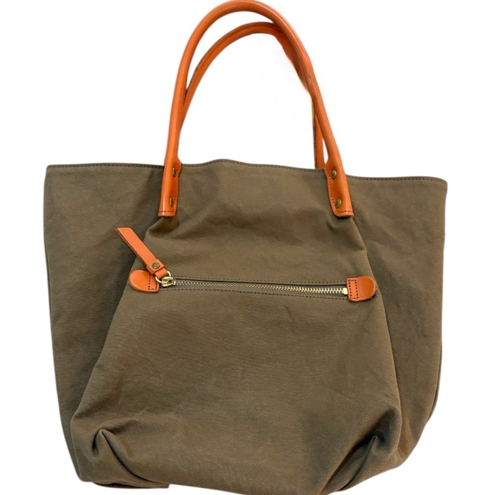 Kissora Eterno Canvas & Leather Tote Bag – Made in Japan – Brown / Orange - Picture 2 of 6